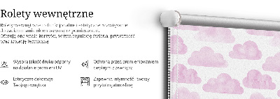 Fensterrollo innen in Rosa und mit Wolkenmotiv