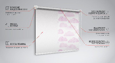 Fensterrollo innen in Rosa und mit Wolkenmotiv