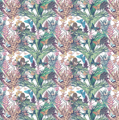 Fensterrollo mit Schmetterlingen auf Blumen
