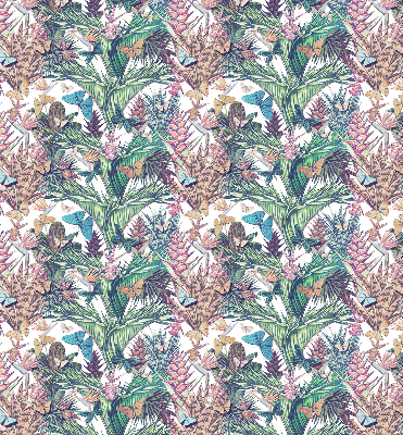 Fensterrollo mit Schmetterlingen auf Blumen