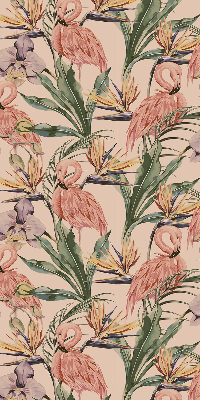 Fensterrollo mit Flamingos und Blumen