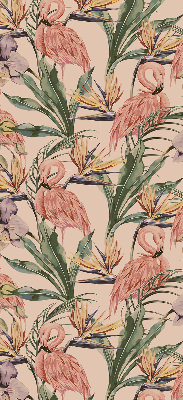 Fensterrollo mit Flamingos und Blumen