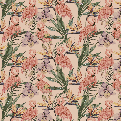 Fensterrollo mit Flamingos und Blumen
