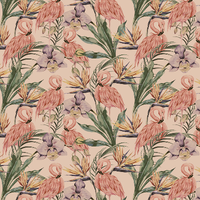 Fensterrollo mit Flamingos und Blumen