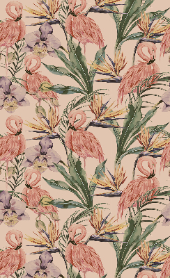 Fensterrollo mit Flamingos und Blumen