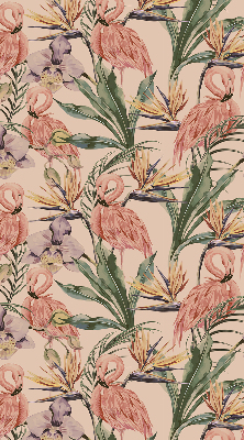 Fensterrollo mit Flamingos und Blumen