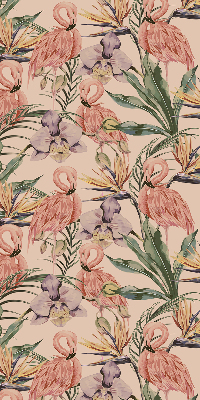 Fensterrollo mit Flamingos und Blumen