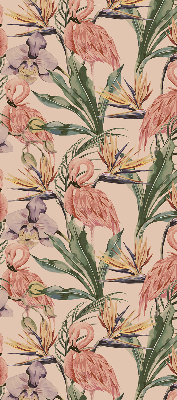 Fensterrollo mit Flamingos und Blumen