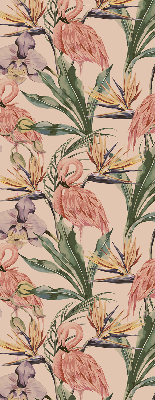 Fensterrollo mit Flamingos und Blumen