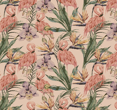 Fensterrollo mit Flamingos und Blumen