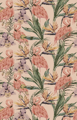 Fensterrollo mit Flamingos und Blumen