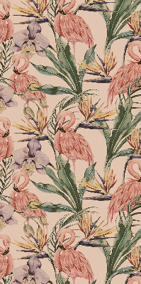 Fensterrollo mit Flamingos und Blumen