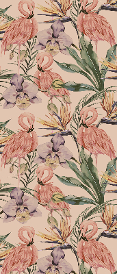 Fensterrollo mit Flamingos und Blumen