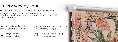 Fensterrollo mit Flamingos und Blumen