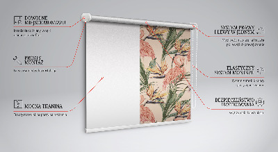 Fensterrollo mit Flamingos und Blumen