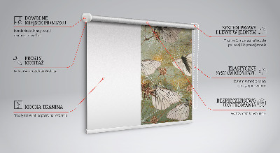 Fensterrollo innen mit Schmetterlingsmotiv auf der Wiese