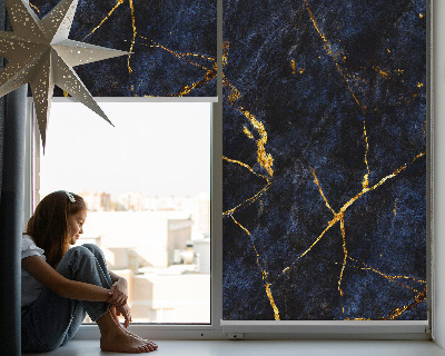 Rollo Fenster in marineblauer Marmoroptik