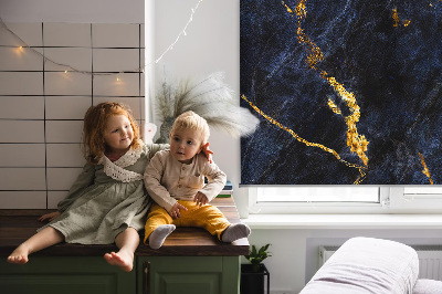 Rollo Fenster in marineblauer Marmoroptik
