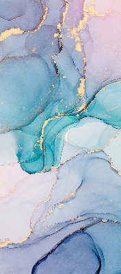 Fensterrollo in Blau mit Marmoroptik