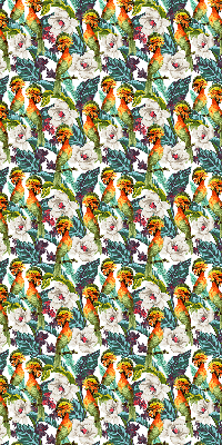 Fensterrollo mit dem Motiv Vögel und Blumen