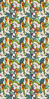 Fensterrollo mit dem Motiv Vögel und Blumen