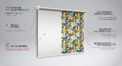Fensterrollo mit dem Motiv Vögel und Blumen