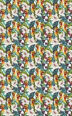 Fensterrollo mit dem Motiv Vögel und Blumen