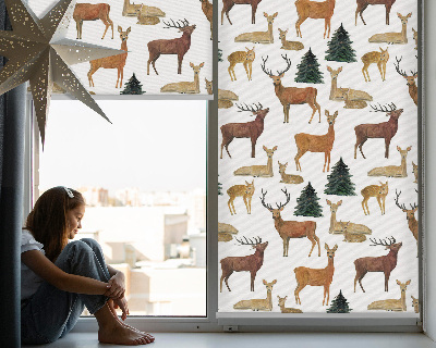 Fensterrollo mit Hirschen und Rehen