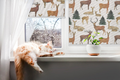 Fensterrollo mit Hirschen und Rehen