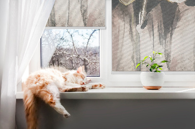 Rollo Fenster mit gemalten Blumen