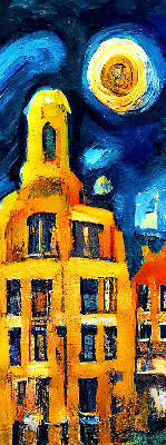 Fensterrollo gemalte Stadt