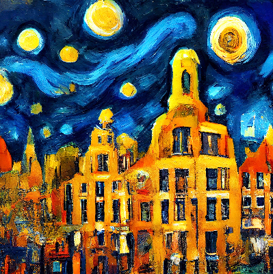Fensterrollo gemalte Stadt