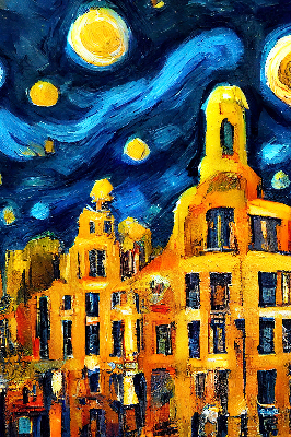 Fensterrollo gemalte Stadt