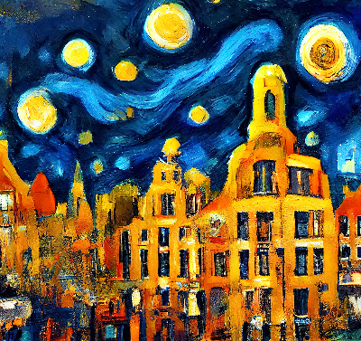 Fensterrollo gemalte Stadt