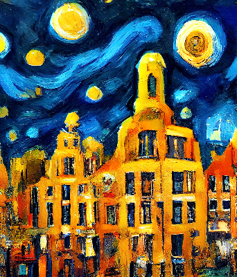 Fensterrollo gemalte Stadt