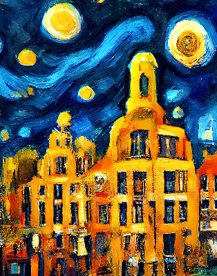 Fensterrollo gemalte Stadt