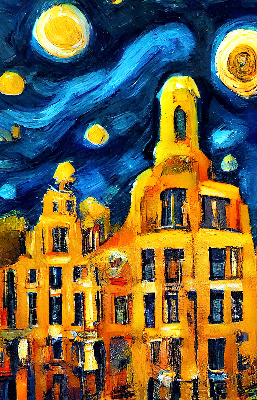 Fensterrollo gemalte Stadt