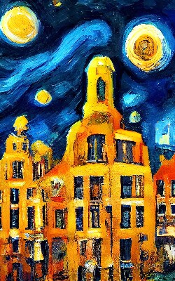 Fensterrollo gemalte Stadt