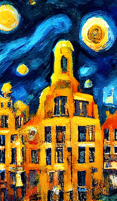 Fensterrollo gemalte Stadt