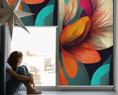 Fensterrollo mit Blumenmotiv in abstrakter Gestaltung