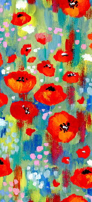 Fensterrollo innen in der Ausführung Mohnblumenwiese