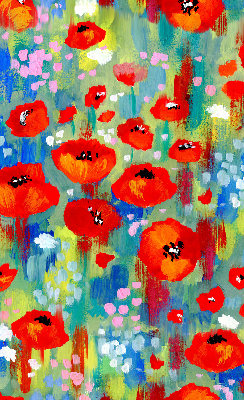 Fensterrollo innen in der Ausführung Mohnblumenwiese