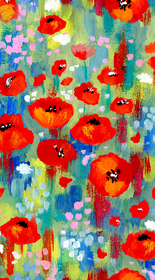 Fensterrollo innen in der Ausführung Mohnblumenwiese