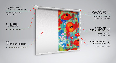 Fensterrollo innen in der Ausführung Mohnblumenwiese
