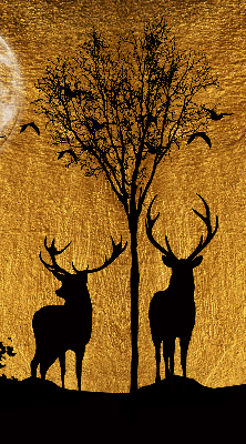 Fensterrollo mit Hirschen bei Nacht