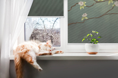 Rollo Fenster mit Vögeln auf einem Ast