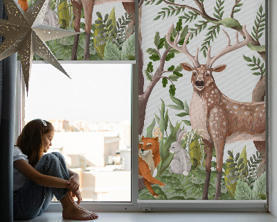 Fensterrollo mit Waldtiere-Motiv