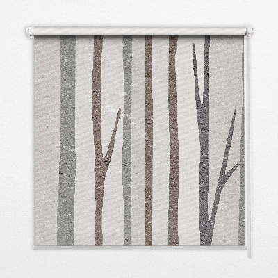 Fensterrollo mit Baumstämmen-Motiv