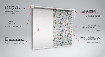 Fensterrollo mit Blumenranken auf hellem Hintergrund