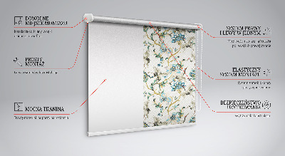 Rollo Fenster mit Blumen- und Vogelmotiv